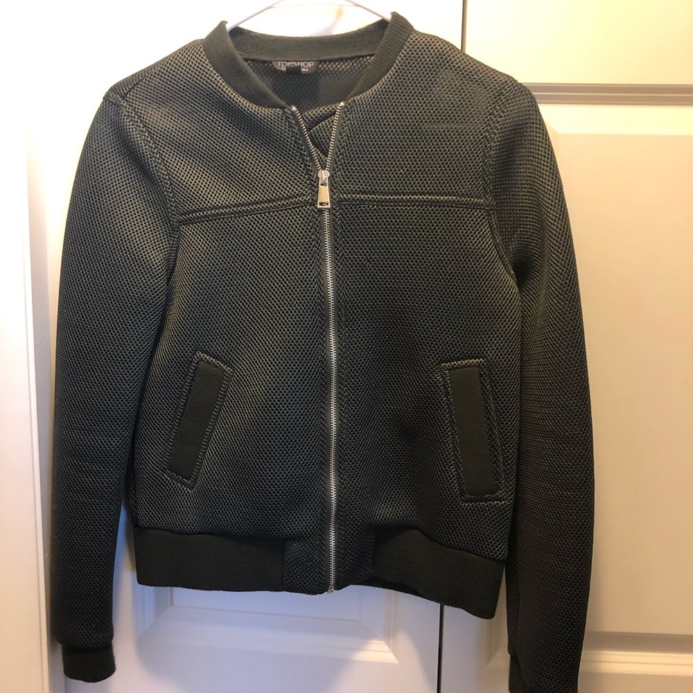 Top Shop Olive Green Bomber Jacket Size Small